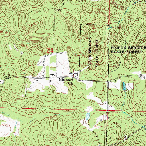 Topographic Map of Missouri United Methodist Church, AR