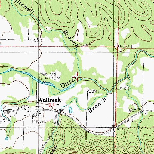 Topographic Map of Mitchell Branch, AR