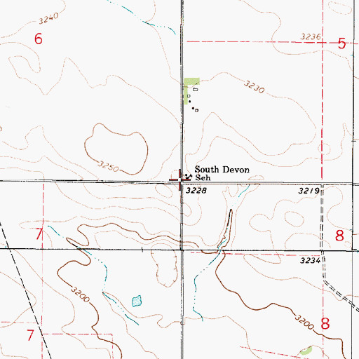 Topographic Map of South Devon School (historical), MT