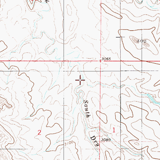 Topographic Map of South Dry Creek, MT