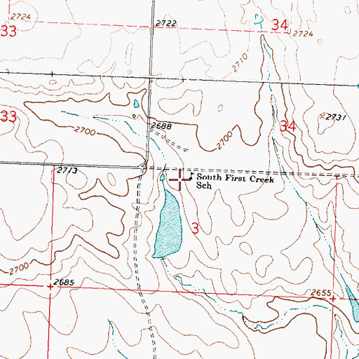 Topographic Map of South First Creek School (historical), MT