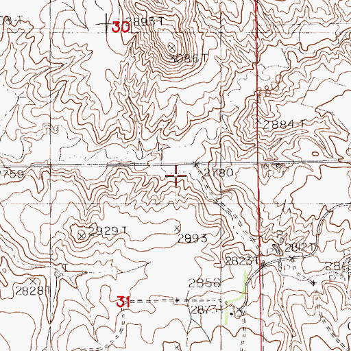 Topographic Map of South Fork Spring Coulee, MT