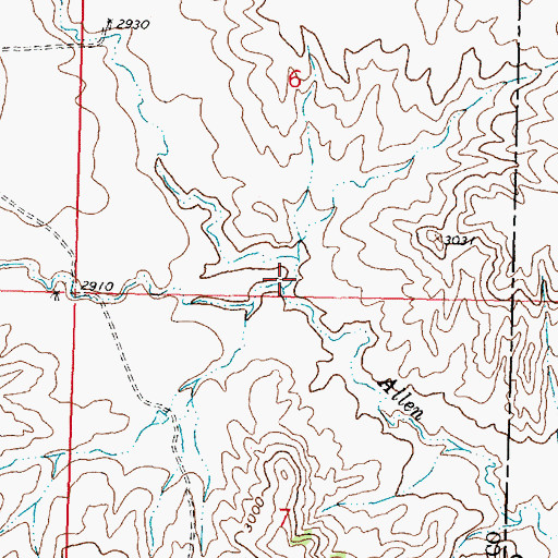 Topographic Map of South Fork Allen Creek, MT