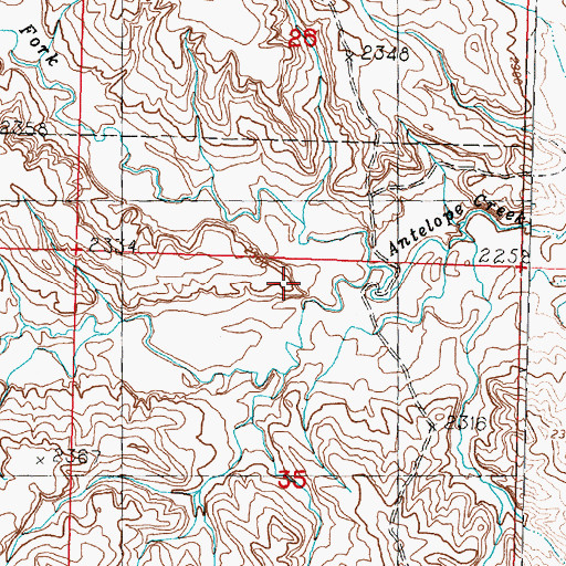 Topographic Map of South Fork Antelope Creek, MT