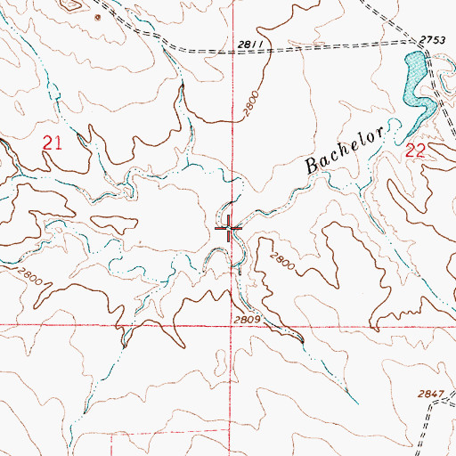 Topographic Map of South Fork Bachelor Creek, MT