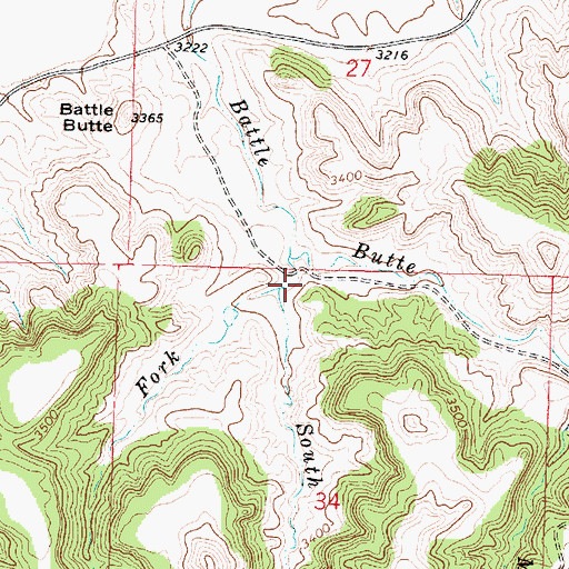 Topographic Map of South Fork Battle Butte Creek, MT