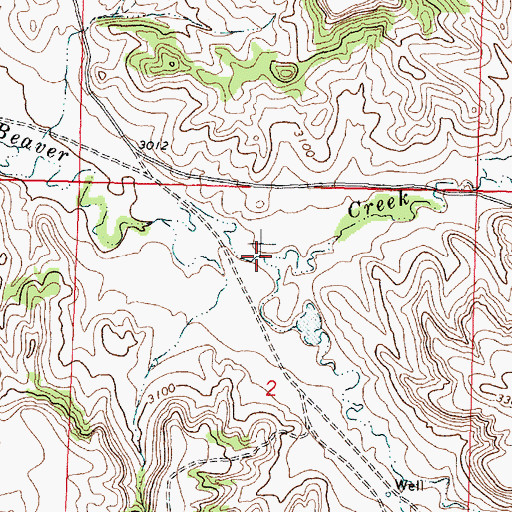 Topographic Map of South Fork Beaver Creek, MT