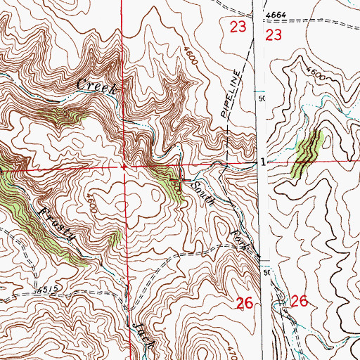 Topographic Map of South Fork Bluewater Creek, MT