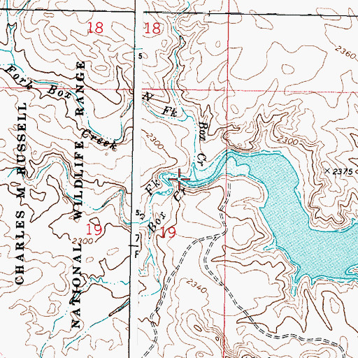 Topographic Map of South Fork Box Creek, MT