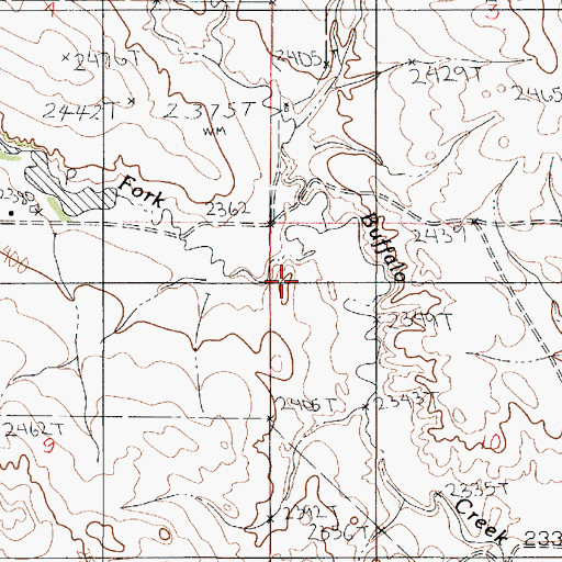 Topographic Map of South Fork Buffalo Creek, MT