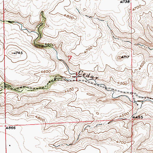Topographic Map of South Fork Cedar Creek, MT