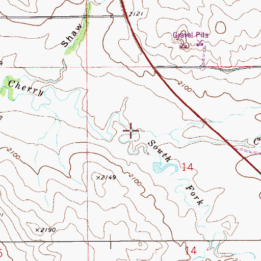 Topographic Map of South Fork Cherry Creek, MT