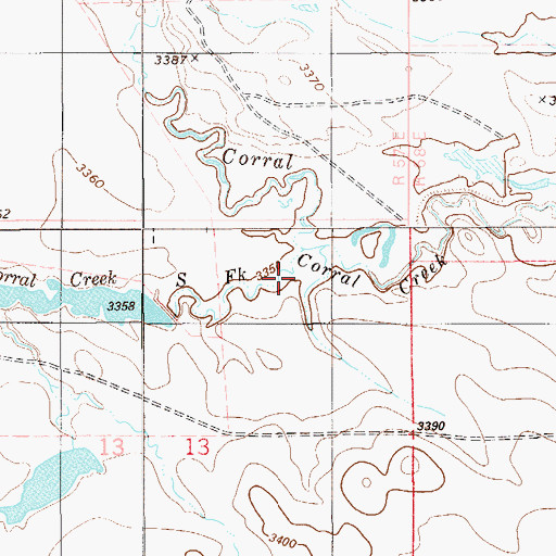 Topographic Map of South Fork Corral Creek, MT
