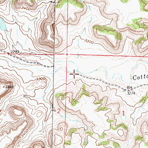 Topographic Map of South Fork Cottonwood Creek, MT