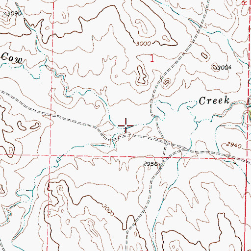 Topographic Map of South Fork Cow Creek, MT