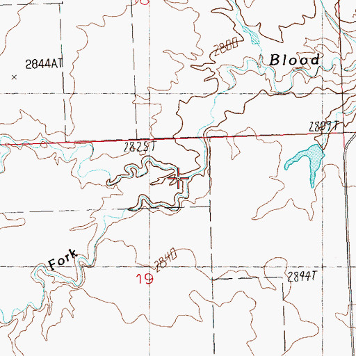 Topographic Map of South Fork Dry Blood Creek, MT