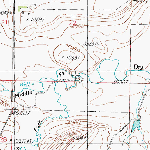 Topographic Map of South Fork Dry Fork Marias River, MT
