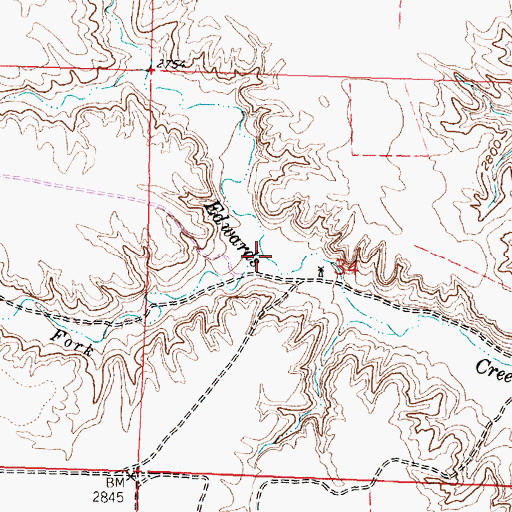 Topographic Map of South Fork Edwards Creek, MT