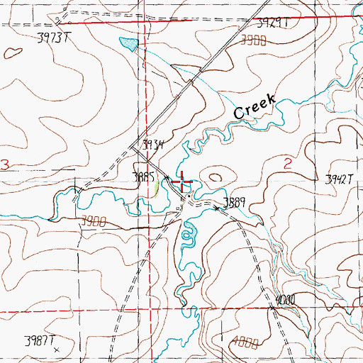 Topographic Map of Beaver Ball Creek, MT
