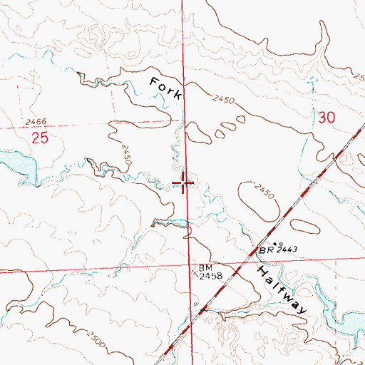 Topographic Map of South Fork Halfway Coulee, MT