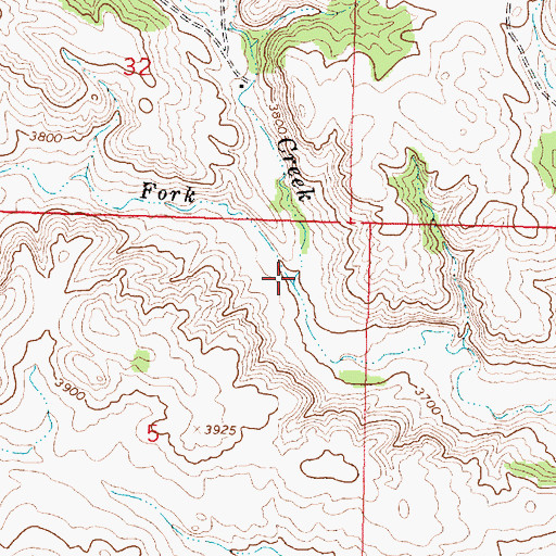 Topographic Map of South Fork Leaf Rock Creek, MT