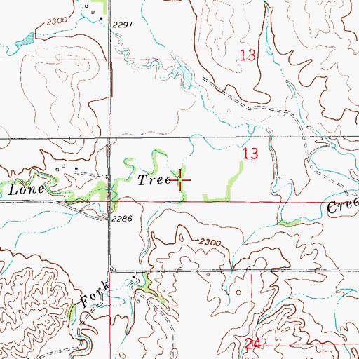 Topographic Map of South Fork Lone Tree Creek, MT