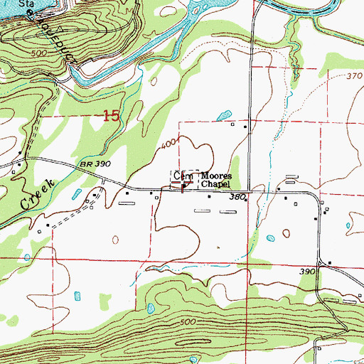 Topographic Map of Moores Chapel United Methodist Church, AR
