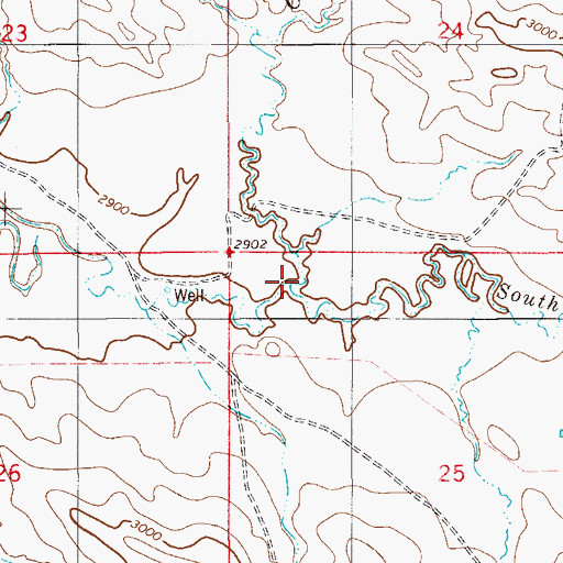 Topographic Map of South Fork Milk Creek, MT