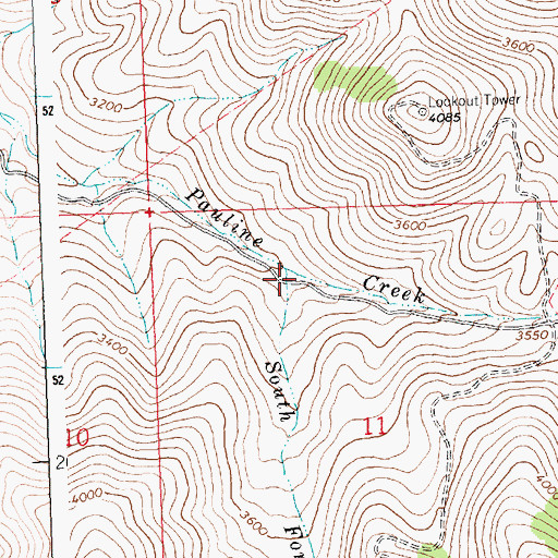 Topographic Map of South Fork Pauline Creek, MT