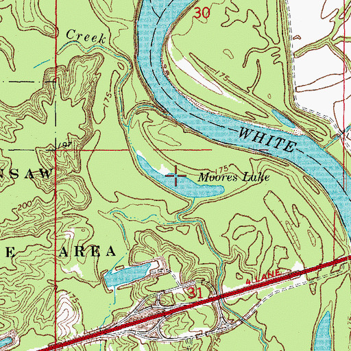 Topographic Map of Moores Lake, AR