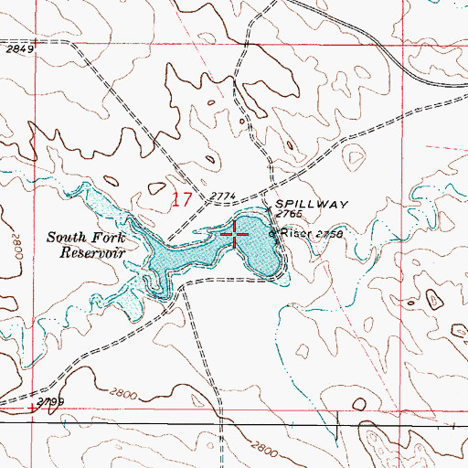 Topographic Map of South Fork Reservoir, MT