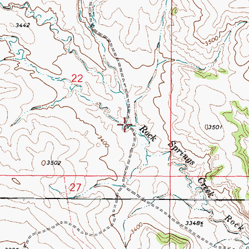 Topographic Map of South Fork Rock Springs Creek, MT