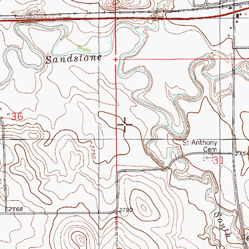 Topographic Map of South Fork Sandstone Creek, MT
