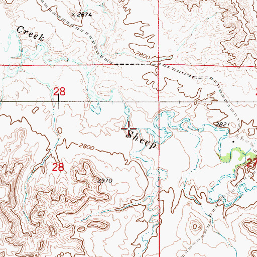 Topographic Map of South Fork Sheep Creek, MT