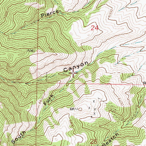 Topographic Map of South Fork Taylor Canyon, MT