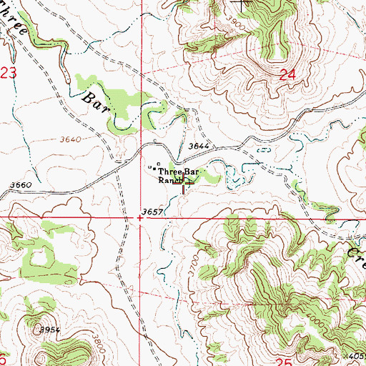 Topographic Map of South Fork Three Bar Creek, MT