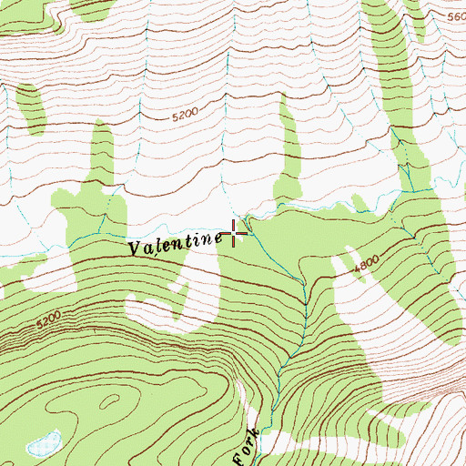 Topographic Map of South Fork Valentine Creek, MT