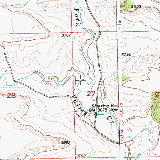 Topographic Map of South Fork Valley Creek, MT