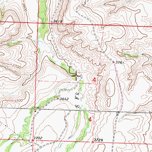 Topographic Map of South Fork West Soap Creek, MT