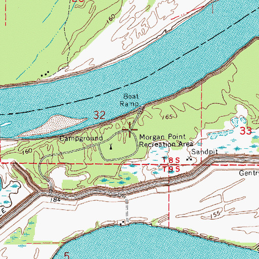 Topographic Map of Morgan Point Recreation Area, AR