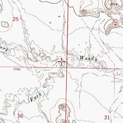 Topographic Map of South Fork Woody Creek, MT