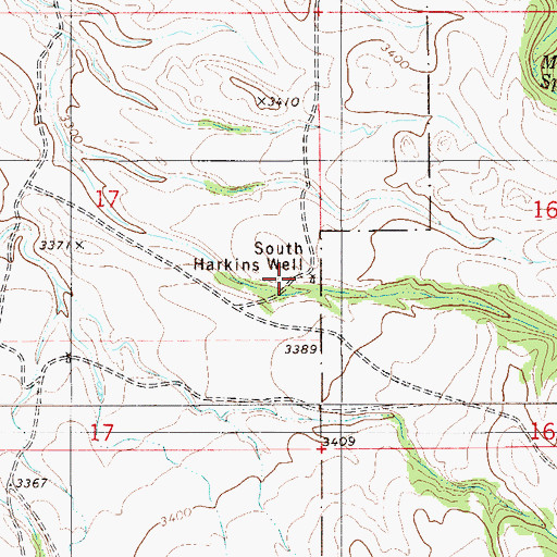 Topographic Map of South Harkins Well, MT
