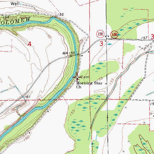 Topographic Map of Morning Star Baptist Church, AR