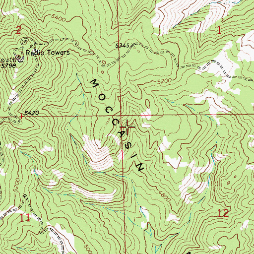 Topographic Map of South Moccasin Mountains, MT
