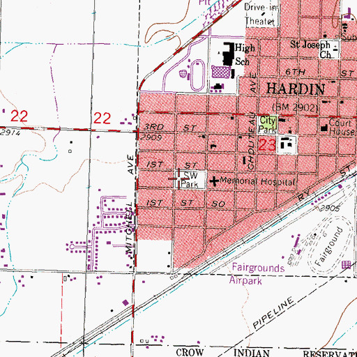 Topographic Map of South West Park, MT