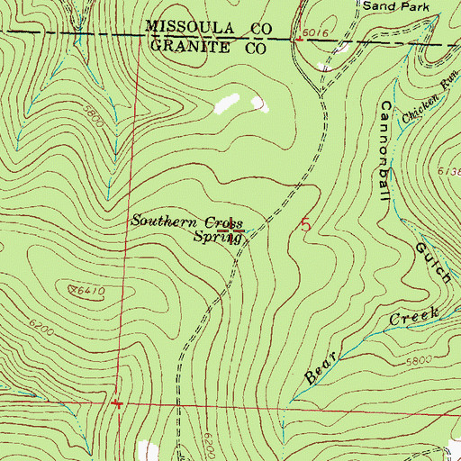 Topographic Map of Southern Cross Spring, MT