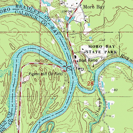 Topographic Map of Moro Creek, AR