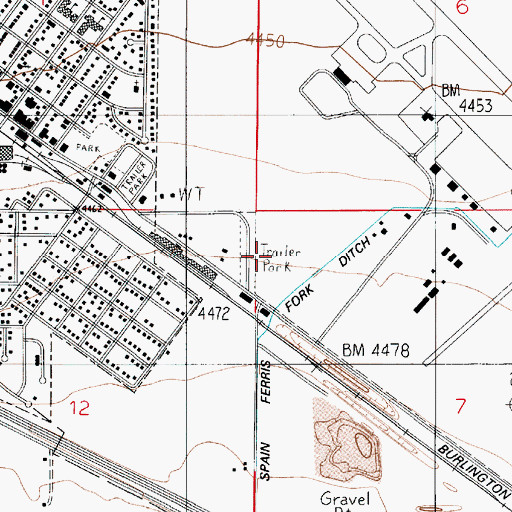 Topographic Map of Spain Ferris Fork Ditch, MT