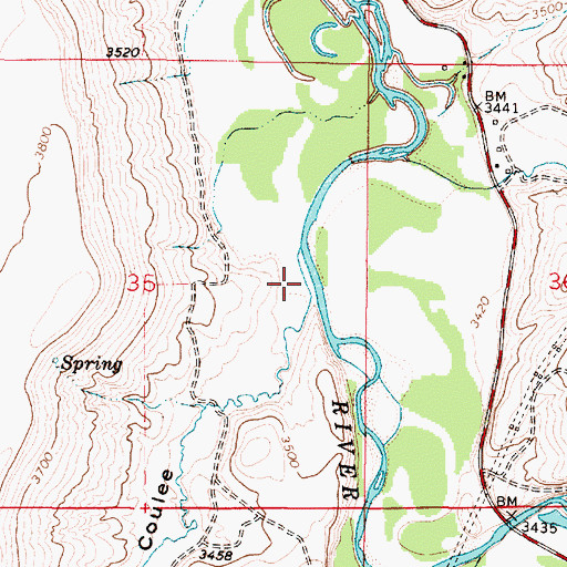 Topographic Map of Spanish Coulee, MT