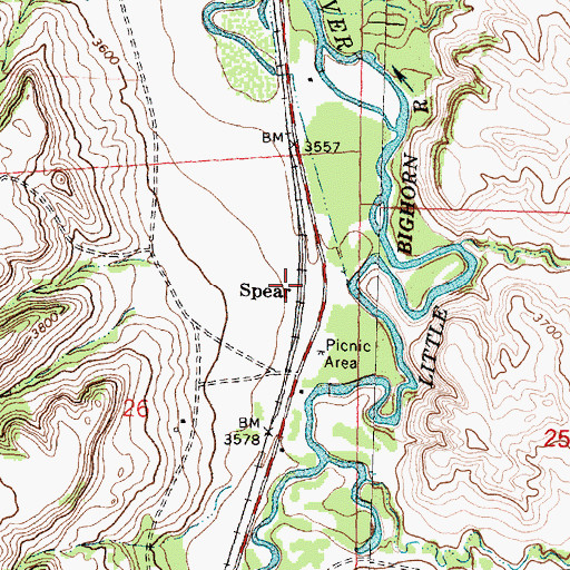 Topographic Map of Spear, MT